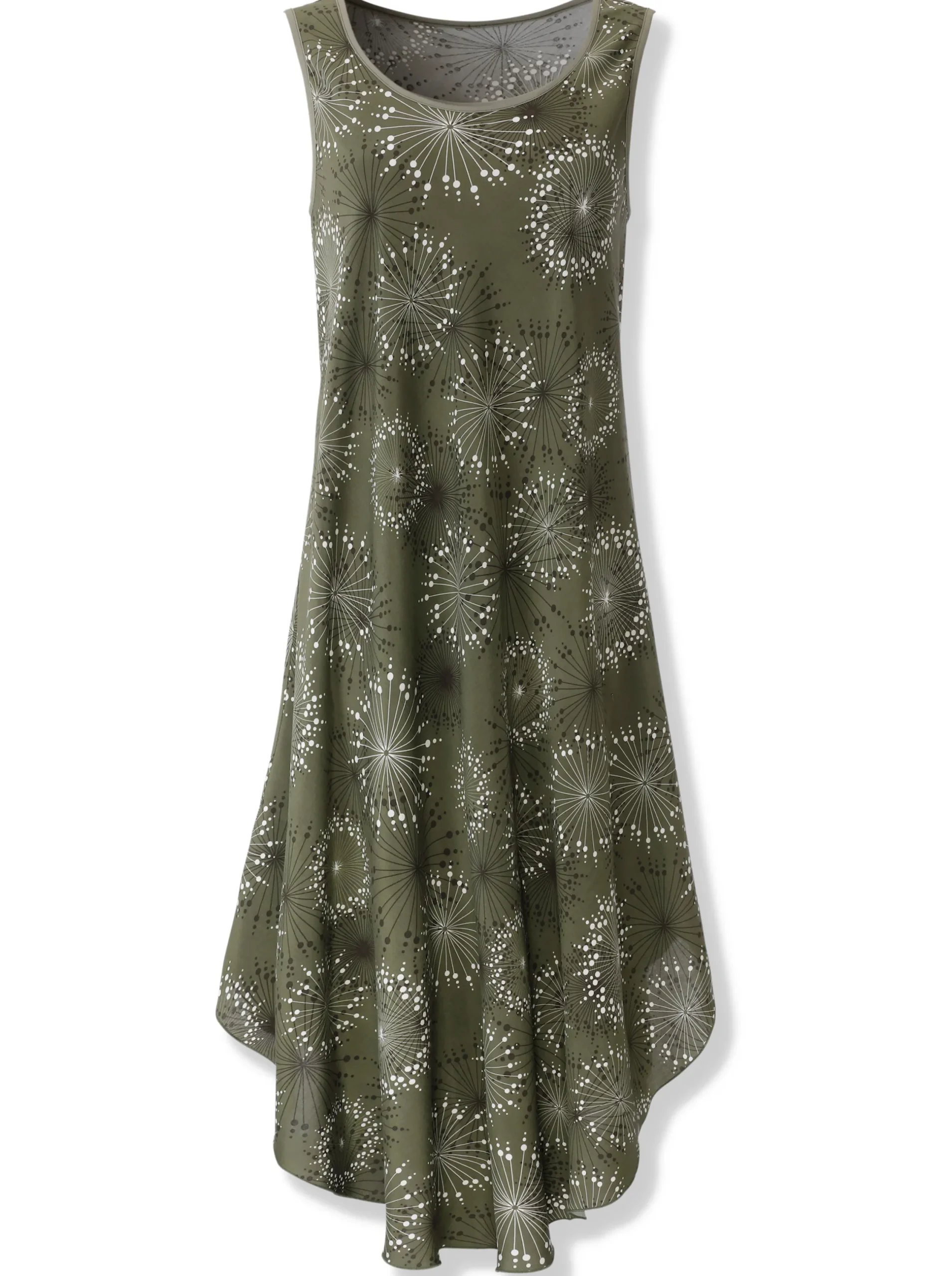 Kleider| Druckkleid mit Blüten-Muster, figurumspielend khaki-graphit-bedruckt