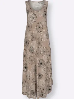 Strandkleider|Kleider| Druckkleid mit Blüten-Muster, figurumspielend sesam-graphit-bedruckt