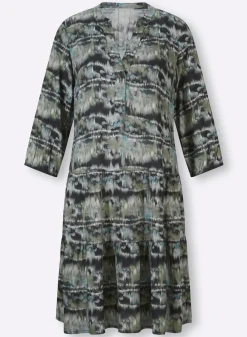 Kleider|heine Druckkleid mit elastischen Bündchen schilf-jade-bedruckt