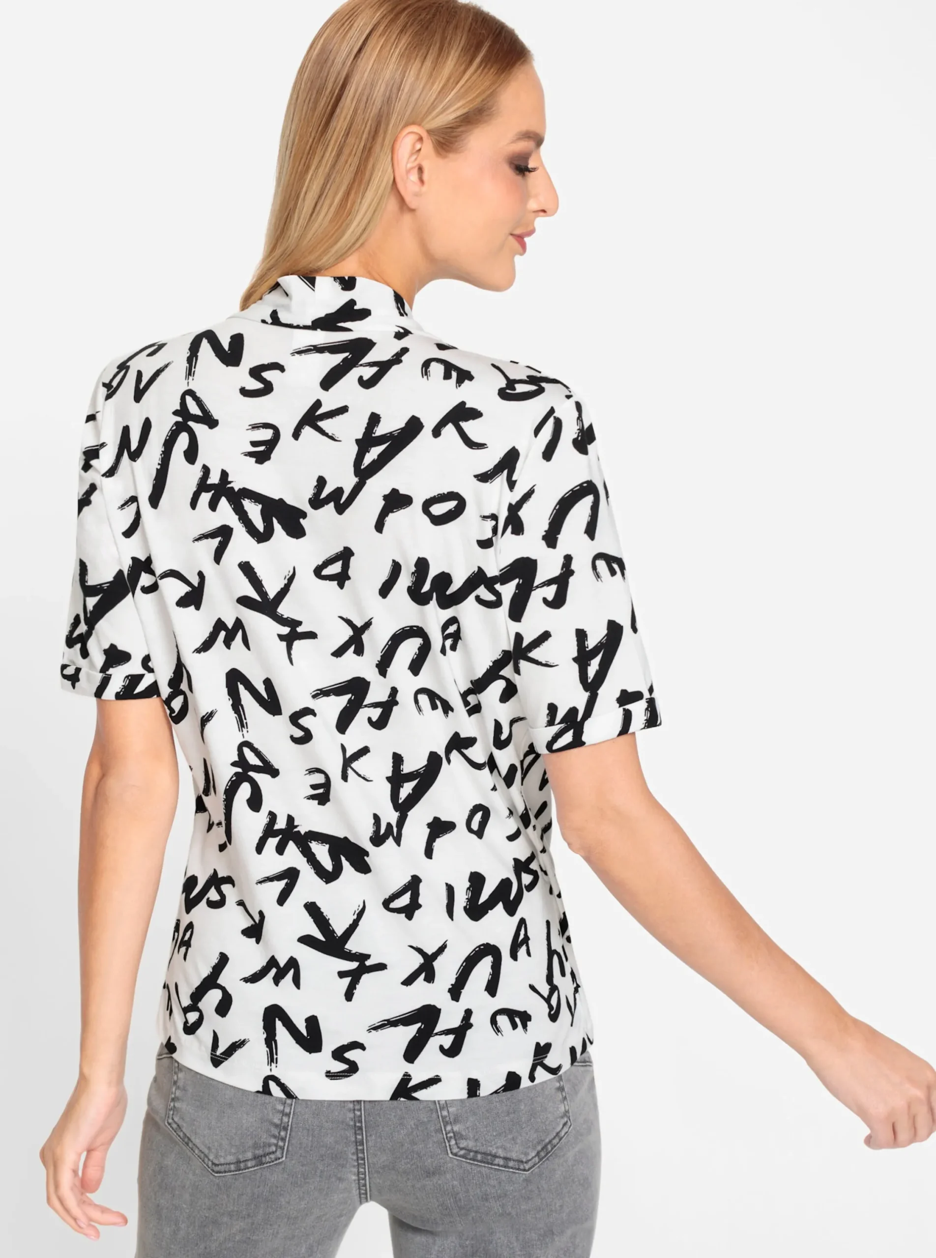 Shirts|heine Druck-Shirt weiß-schwarz-bedruckt