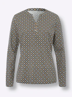 Shirts|heine Druck-Shirt schwarz-beige-bedruckt