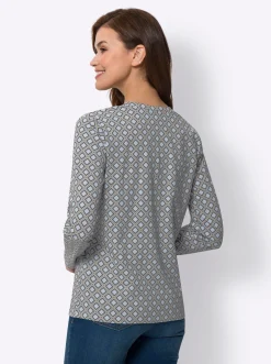 Shirts|heine Druck-Shirt grau-hellblau-bedruckt