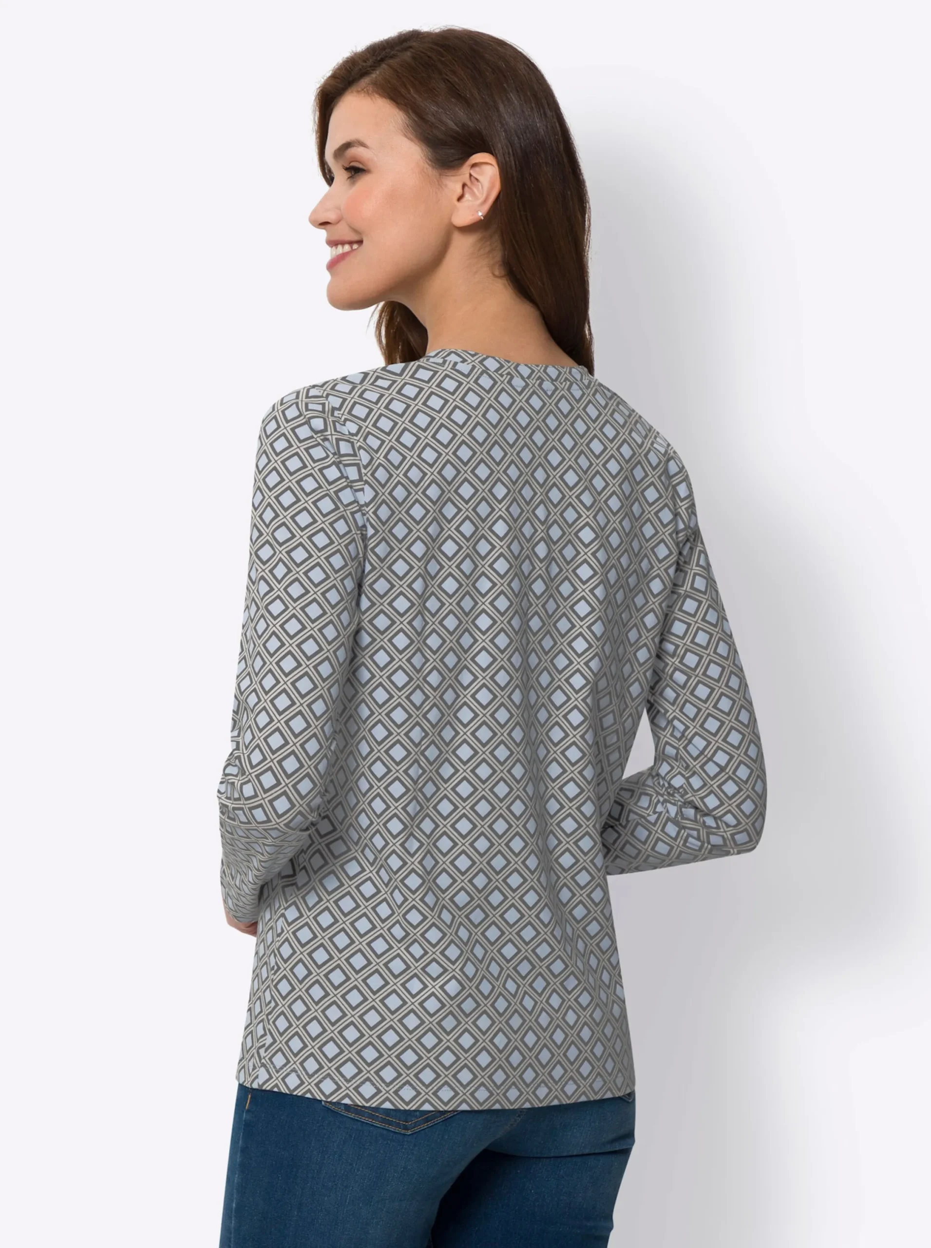 Shirts|heine Druck-Shirt grau-hellblau-bedruckt