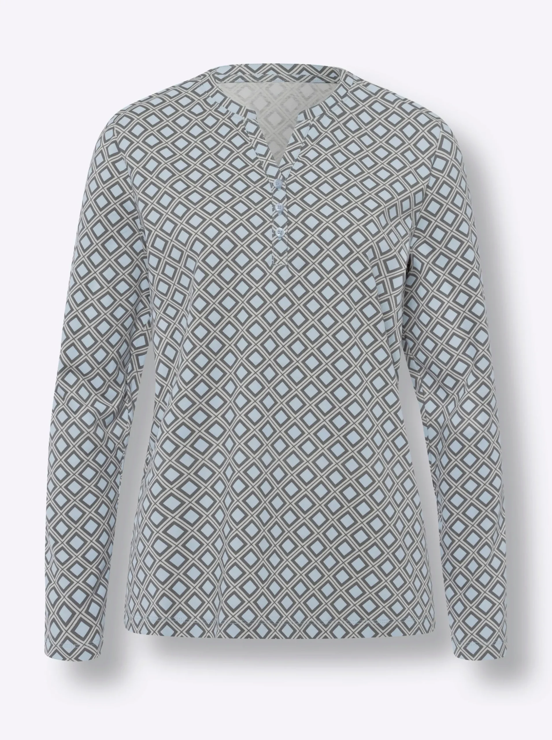 Shirts|heine Druck-Shirt grau-hellblau-bedruckt