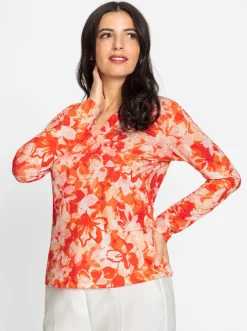 Shirts|heine Druck-Shirt orange-ecru-bedruckt