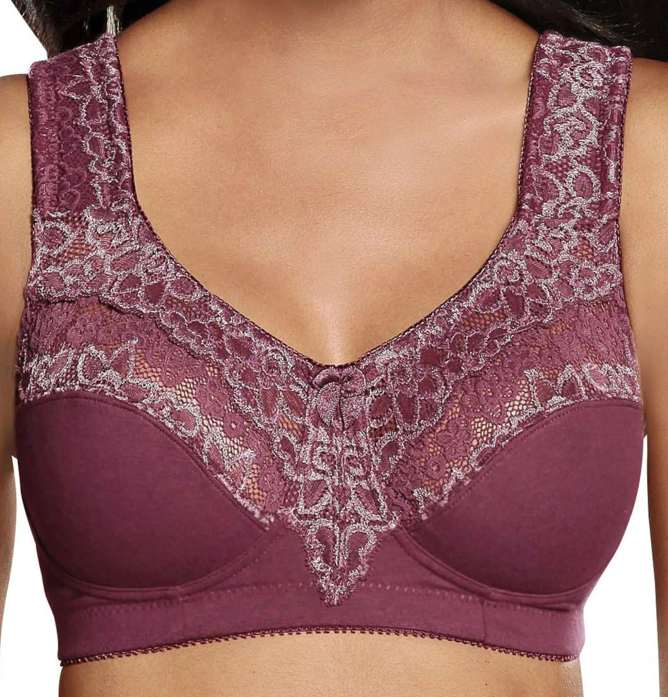 Bhs|petite fleur Entlastungs-BH burgund+weiß