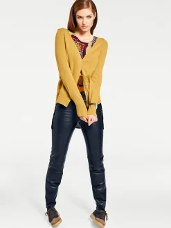 Strandmode|heine Feinstrickjacke im Cardigan-Style senfgelb