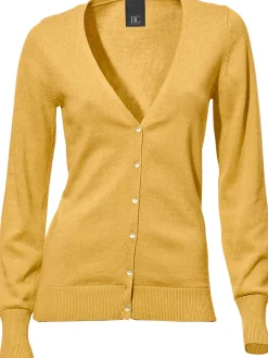 Strandmode|heine Feinstrickjacke im Cardigan-Style senfgelb