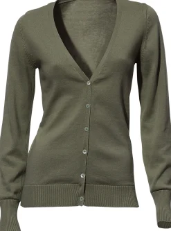 Strandmode|heine Feinstrickjacke im Cardigan-Style oliv