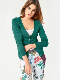 Strandmode|heine Feinstrickjacke im Cardigan-Style smaragd