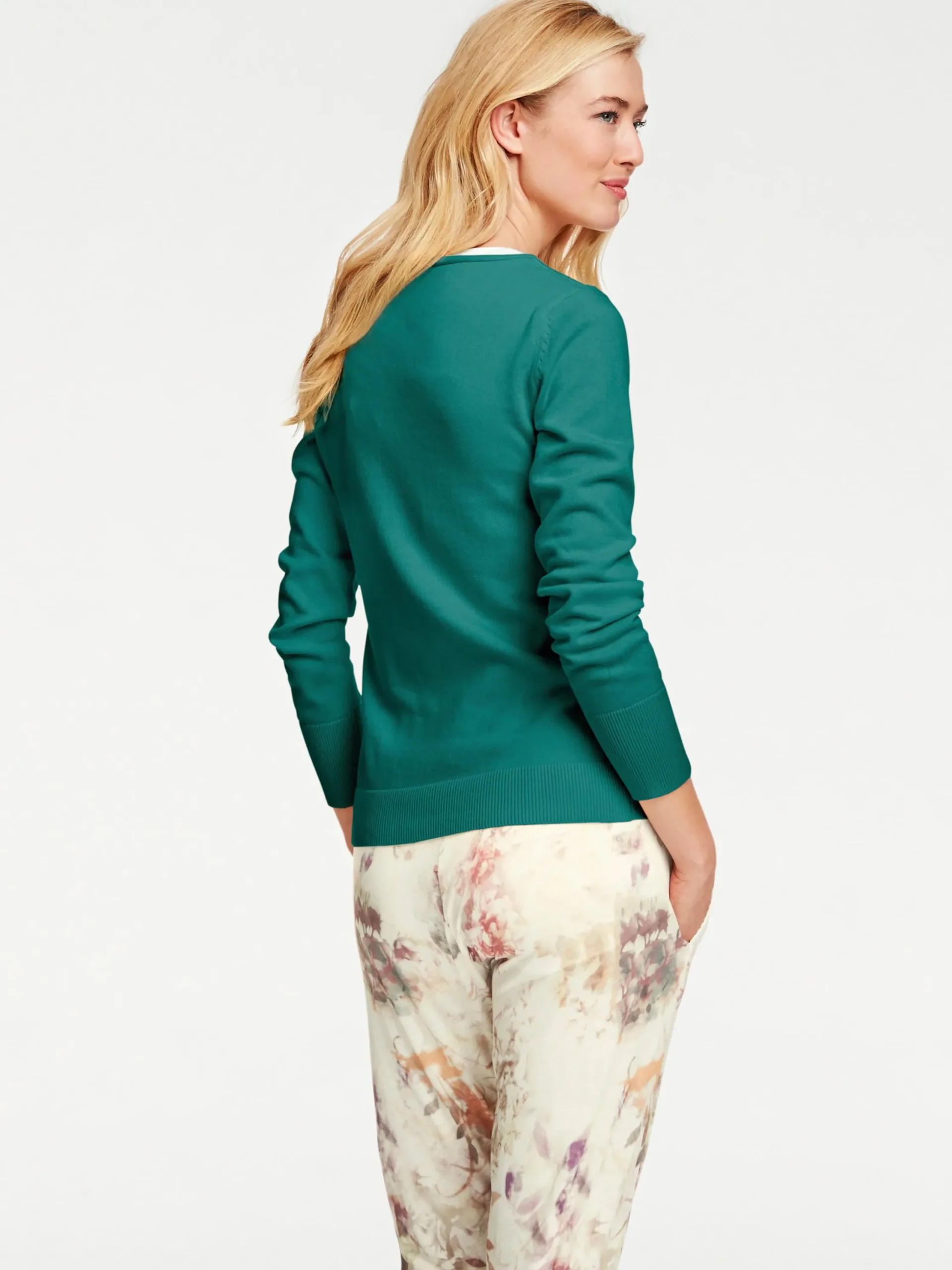 Strandmode|heine Feinstrickjacke im Cardigan-Style smaragd