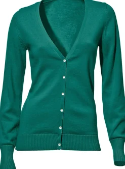 Strandmode|heine Feinstrickjacke im Cardigan-Style smaragd