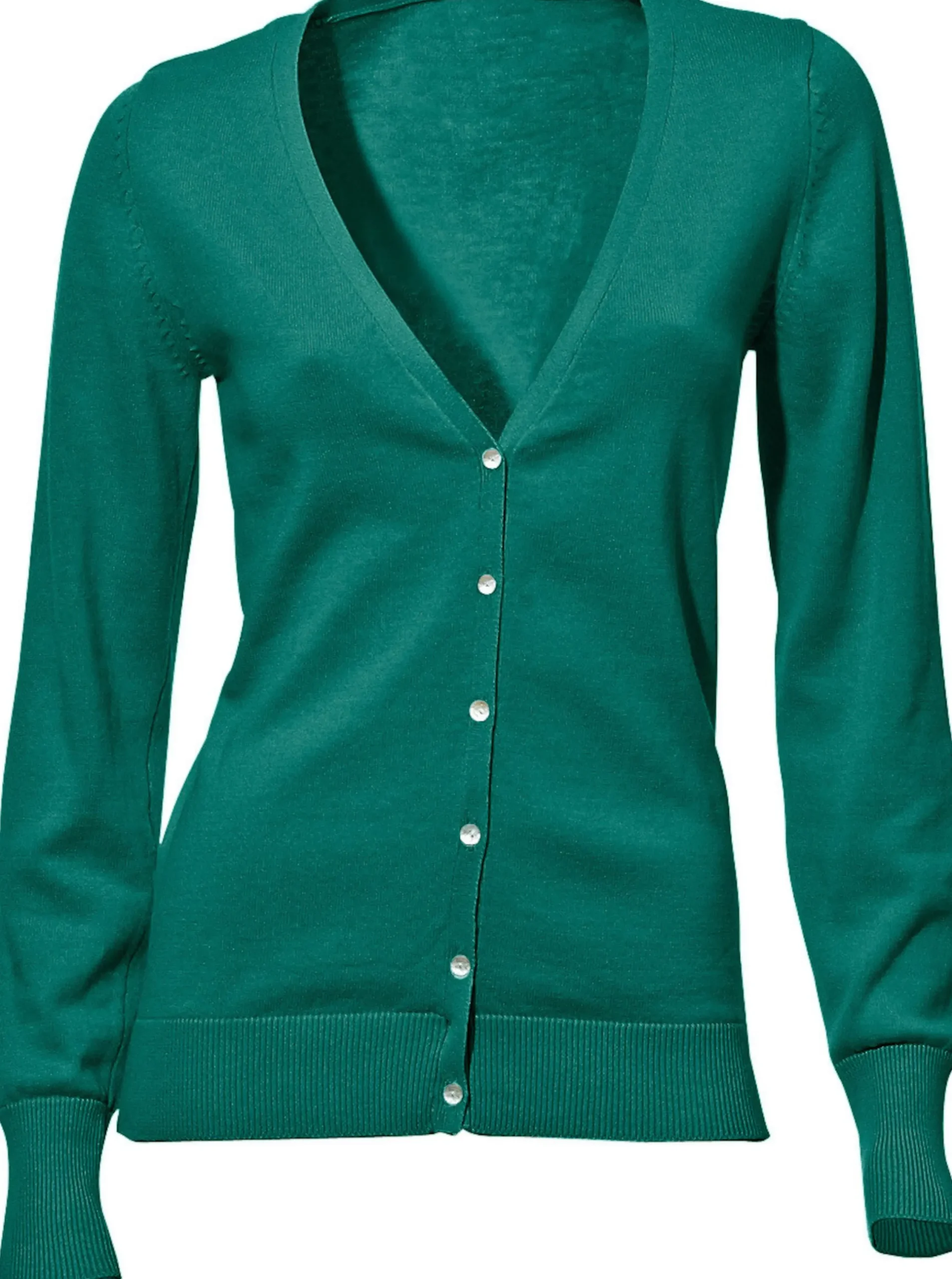 Strandmode|heine Feinstrickjacke im Cardigan-Style smaragd