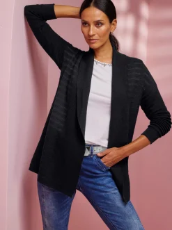 Strickjacken|heine Feinstrickjacke in offener Form schwarz