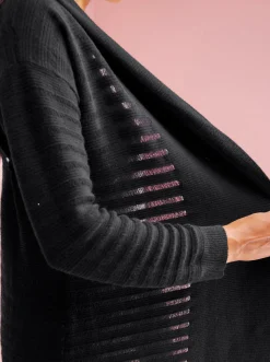 Strickjacken|heine Feinstrickjacke in offener Form schwarz
