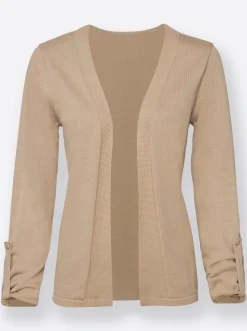 Strickjacken| Feinstrickjacke mit regulierbarer Ärmellänge beige