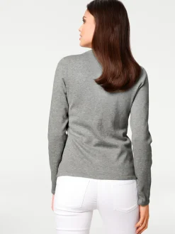 Basics|Strickjacken|heine Feinstrickjacke mit Reverskragen grau-melange