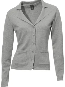 Basics|Strickjacken|heine Feinstrickjacke mit Reverskragen grau-melange