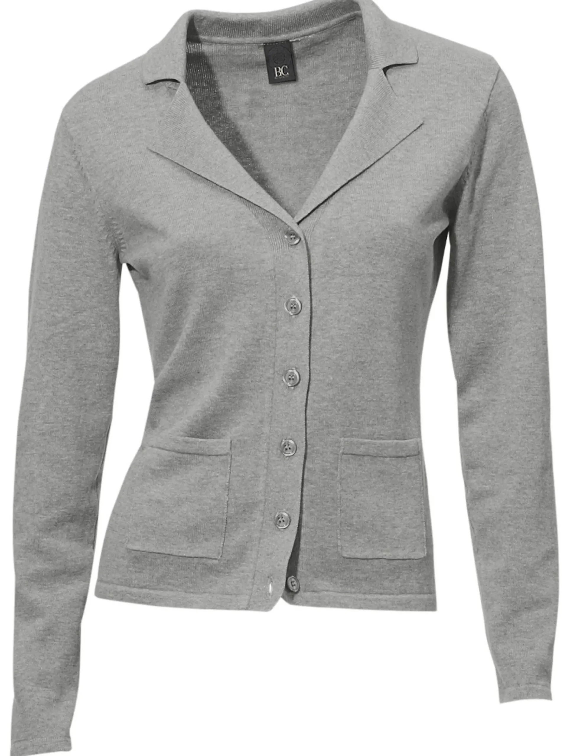 Basics|Strickjacken|heine Feinstrickjacke mit Reverskragen grau-melange