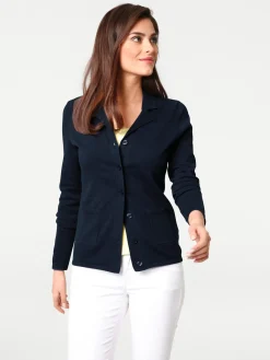 Basics|Strickjacken|heine Feinstrickjacke mit Reverskragen marine