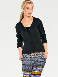 Basics|Strickjacken|heine Feinstrickjacke mit Reverskragen schwarz
