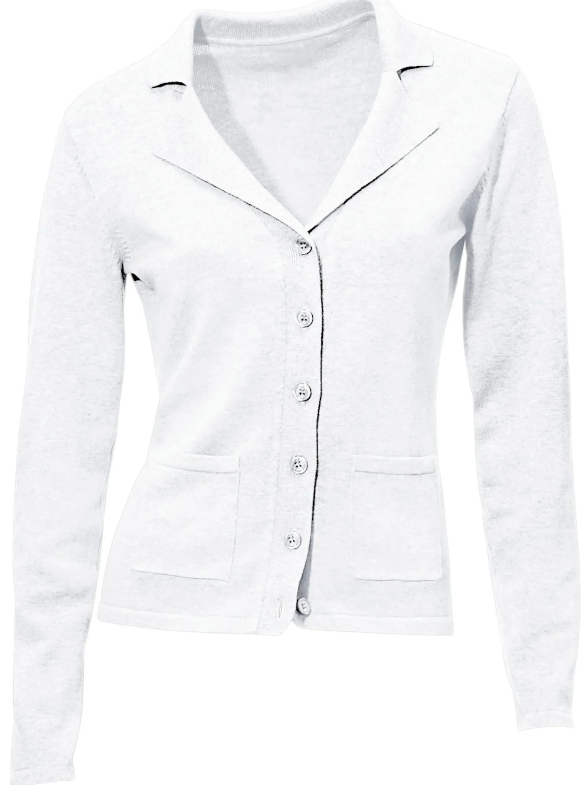 Basics|Strickjacken|heine Feinstrickjacke mit Reverskragen weiß