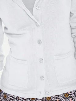 Basics|Strickjacken|heine Feinstrickjacke mit Reverskragen weiß