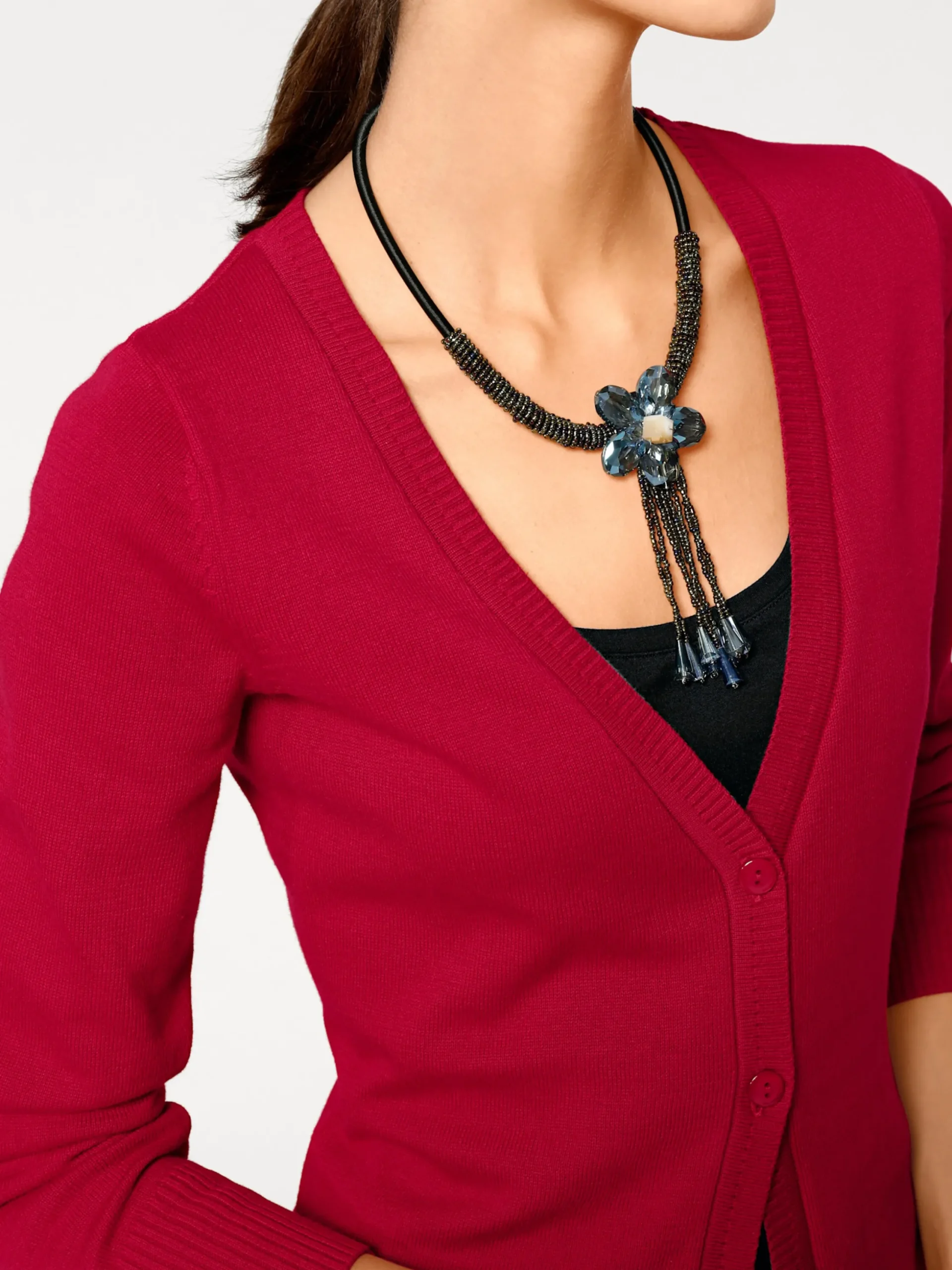 Strickjacken|heine Feinstrickjacke mit Taschen rot