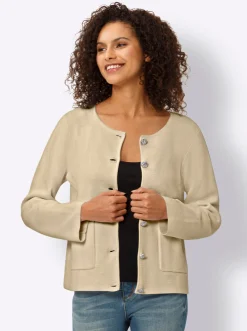 Strickjacken|heine Feinstrickjacke mit Taschen sand