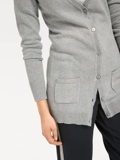 Strickjacken|heine Feinstrickjacke mit Taschen grau-melange