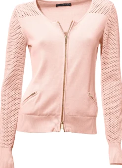 Strickjacken|heine Feinstrickjacke mit 2-Wege-Reißverschluss rosa