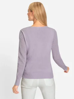 Strickjacken|heine Feinstrickjacke mit 2-Wege-Reißverschluss flieder