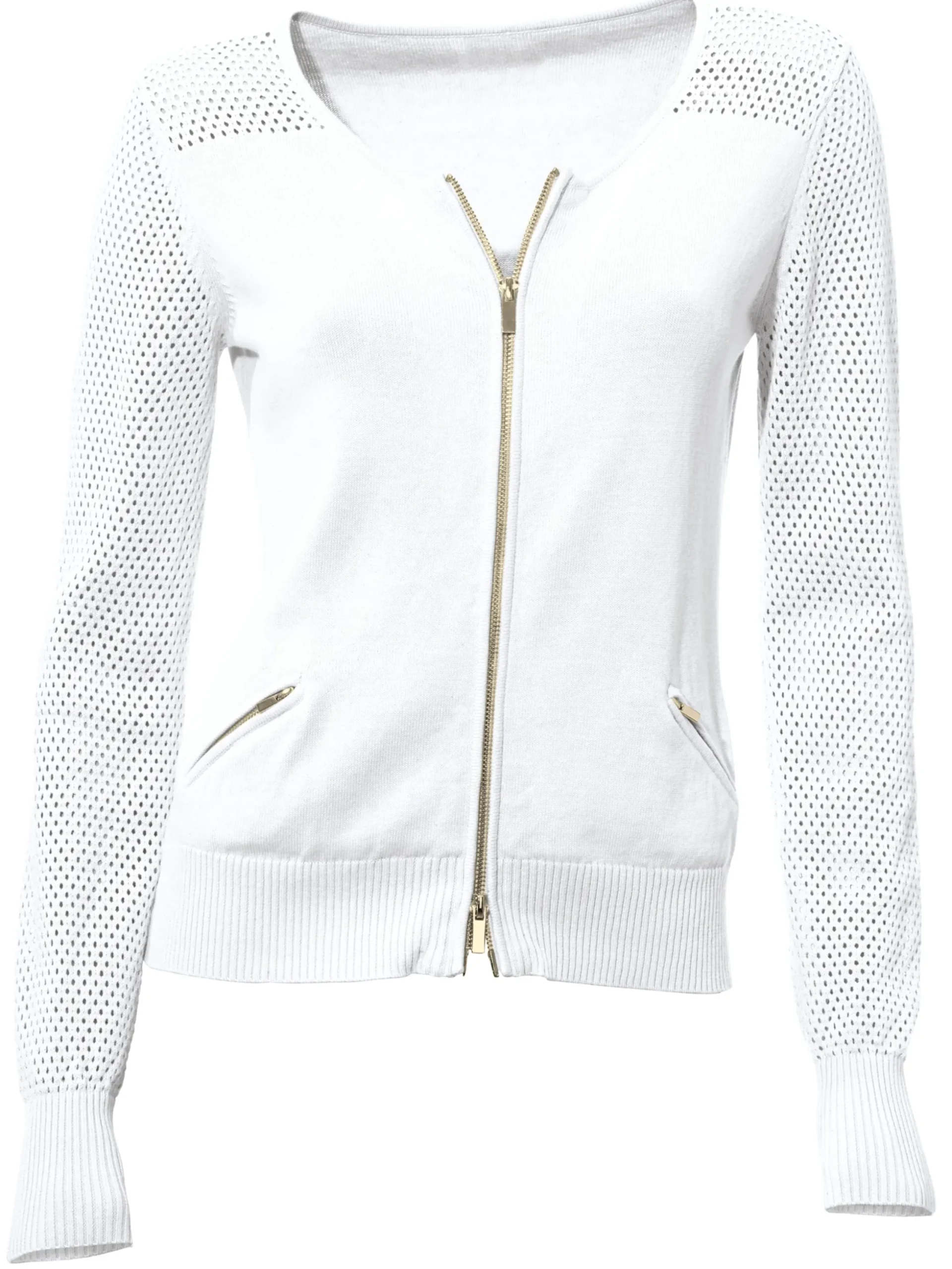 Strickjacken|heine Feinstrickjacke mit 2-Wege-Reißverschluss weiß