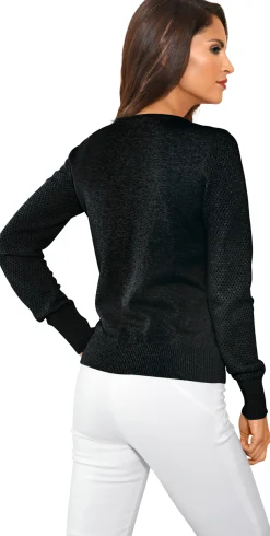 Strickjacken|heine Feinstrickjacke mit 2-Wege-Reißverschluss schwarz