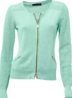 Strickjacken|heine Feinstrickjacke mit 2-Wege-Reißverschluss mint