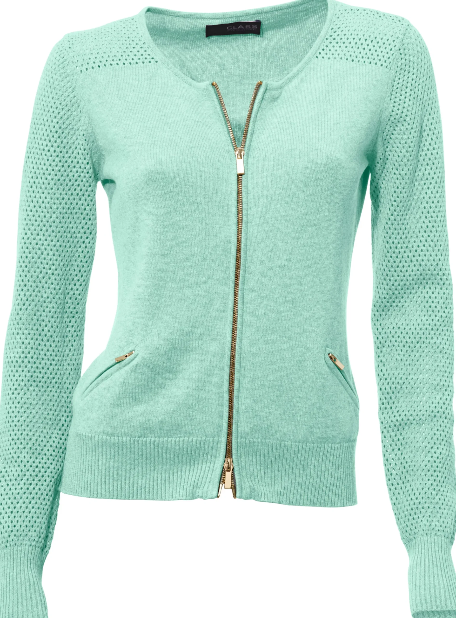 Strickjacken|heine Feinstrickjacke mit 2-Wege-Reißverschluss mint