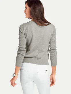 Strickjacken|heine Feinstrickjacke mit 2-Wege-Reißverschluss grau-melange