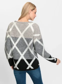 Pullover|heine Feinstrickpullover in flauschiger Qualität grau-ecru-gemustert