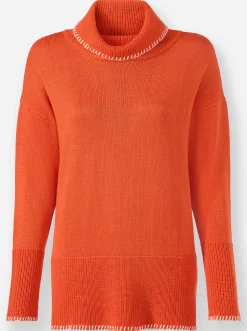 Pullover|heine Feinstrickpullover mit halsfernem Rollkragen orange