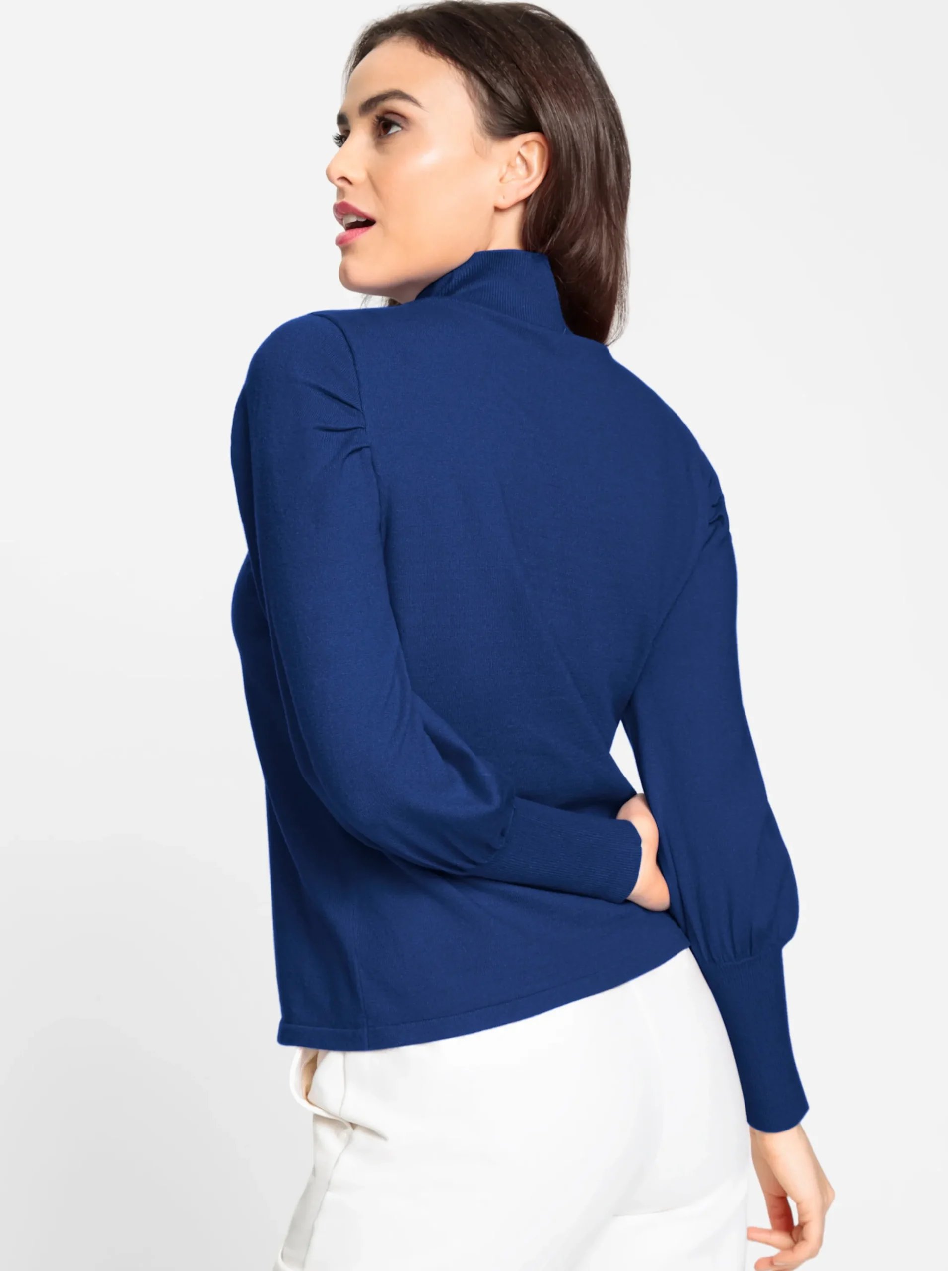 Pullover|heine Feinstrickpullover mit langen Ballonärmeln royalblau