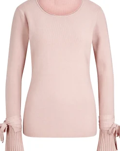 Pullover|heine Feinstrickpullover mit Ärmelabschlüssen in Plissee-Optik rosé