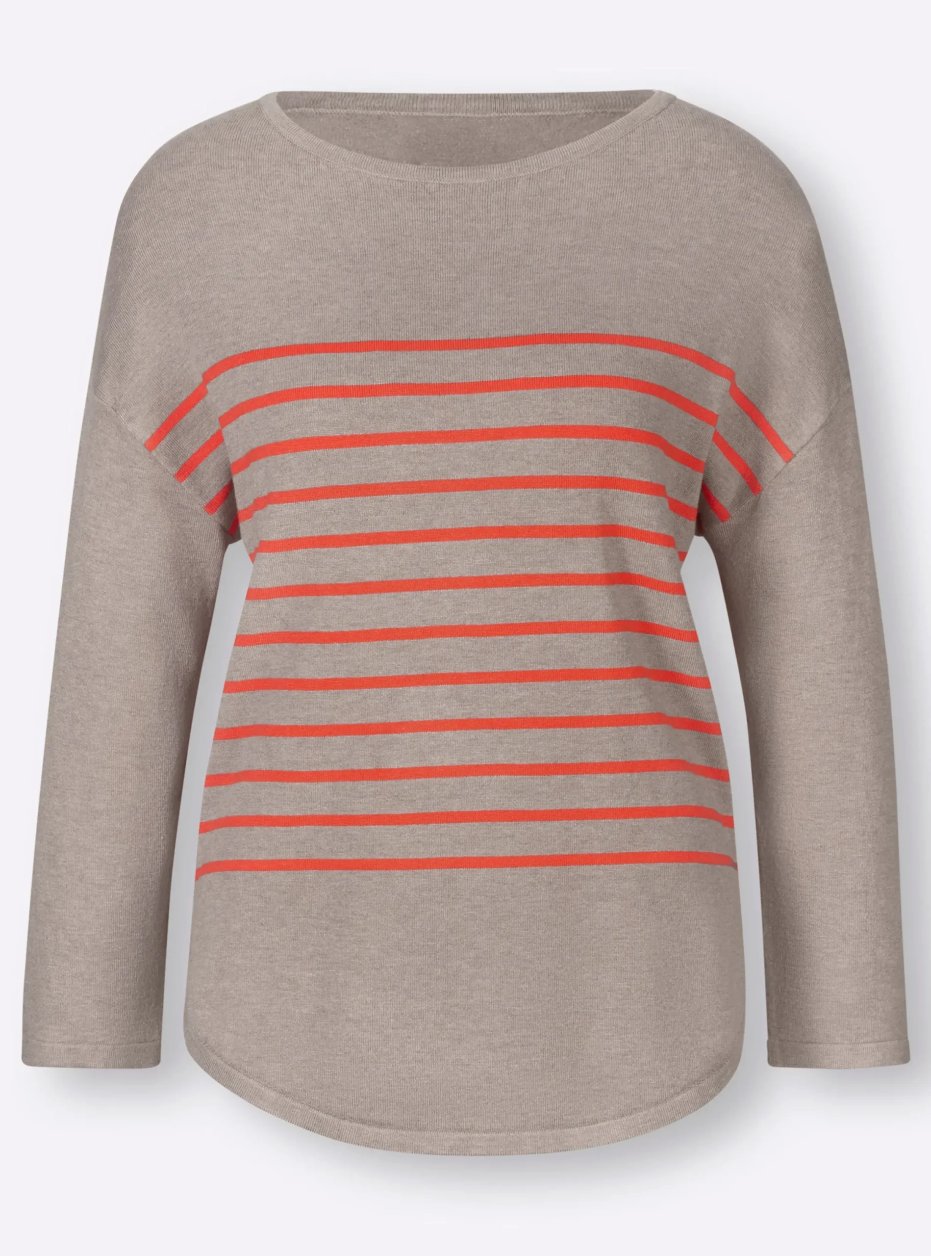 Pullover|heine Feinstrickpullover mit 3/4-Ärmeln sesam-hummer-gestreift