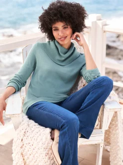 Pullover|heine Feinstrickpullover mit Rollkragen jade