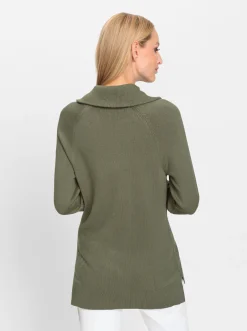 Pullover|heine Feinstrickpullover mit Troyerkragen khaki