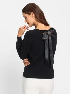 Pullover|heine Feinstrickpullover mit V-Ausschnitt vorne und hinten schwarz