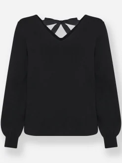 Pullover|heine Feinstrickpullover mit V-Ausschnitt vorne und hinten schwarz