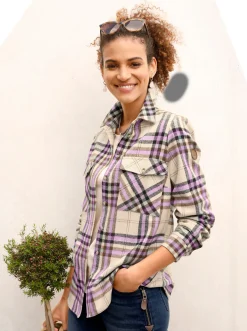 Blusen| Flanellbluse mit mehrfarbigem Webkaro orchidee-elfenbein-kariert