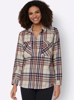 Blusen| Flanellbluse mit mehrfarbigem Webkaro orchidee-elfenbein-kariert