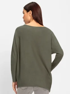 Pullover|heine Fledermauspullover mit asymmetrischem Saum khaki