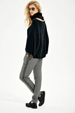 Pullover|heine Fledermauspullover mit Loop-Schal schwarz